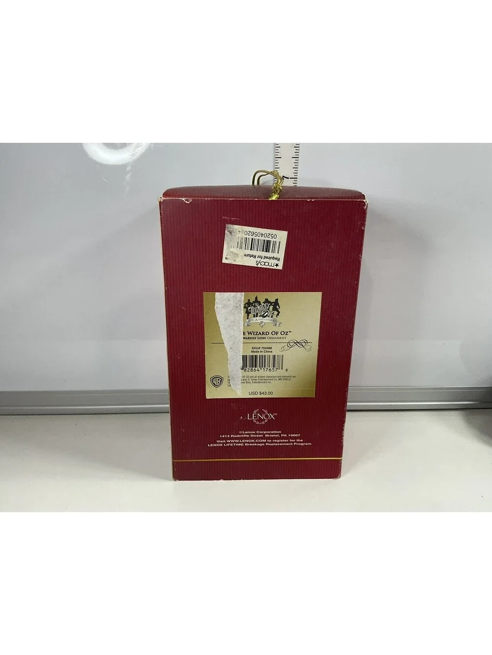 Lenox Cowardly Lion Ornament IOB